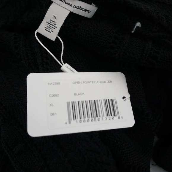 Cotton by Autumn Cashmere NWT Black Drape Duster Tiered Cardigan Sweater XL - Picture 8 of 8